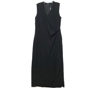 Vintage Positive Attitude Black Dress Womens 16 Polyester Made USA Sleeveless